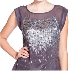 Rebecca Taylor Silver sequin top Sz 8